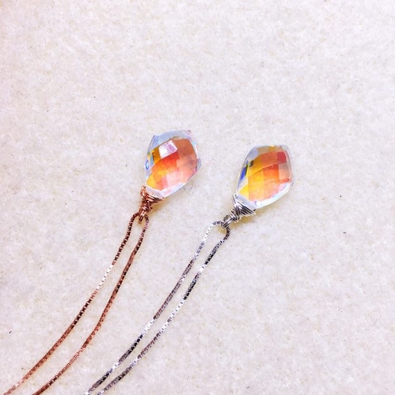 Rainbow Quartz Necklace, Angel Aura Quartz Necklace, Rainbow Pendant Necklace, Sterling Silver, Birthday gift, Unique Gifts, Girlfriend
