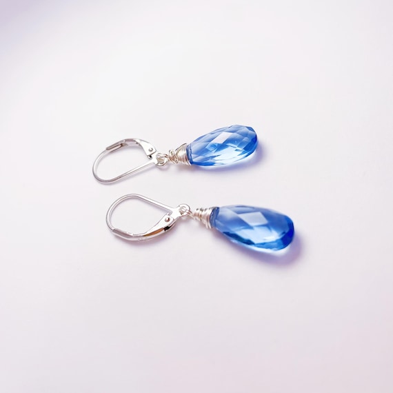 Tanzanite Blue Hydro Quartz Earrings, in Sterling Silver