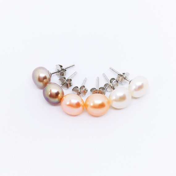 Pearl Stud Earrings, Boucles d'oreilles perle, Perlenohrringe, Sterling Silver, June Birthstone, Sibling Gift, Christmas stocking stuffer