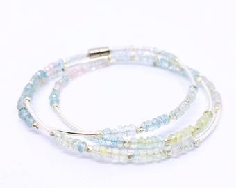 Dainty Aquamarine Bracelet, Aquamarin Armband, Beryl Bracelet, March Birthstone, 19th Anniversary, aigue marine, Sterling, valentines gift