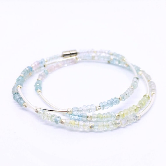 Dainty Aquamarine Bracelet, Aquamarin Armband, Beryl Bracelet, March Birthstone, 19th Anniversary, aigue marine, Sterling, valentines gift