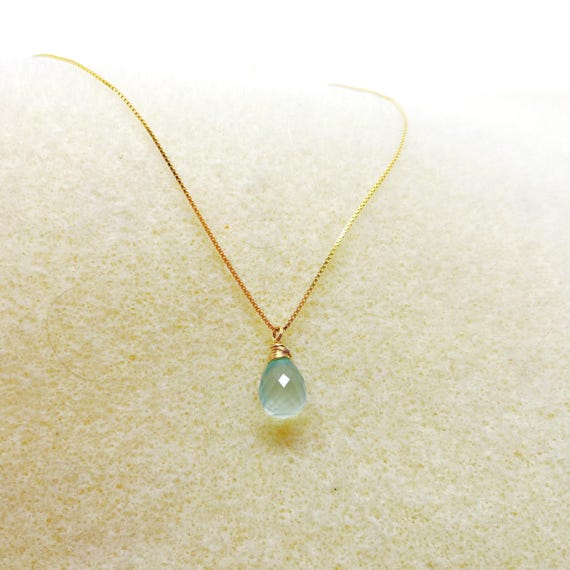 Aqua Chalcedony Necklace in Sterling Silver