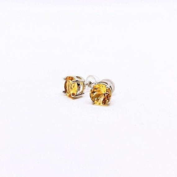 Citrine Stud Earrings, Citrin Ohrringe, Sterling Silver, Advent Calendar Fillers, November Birthstone, 13th Anniversary, Christmas Gifts