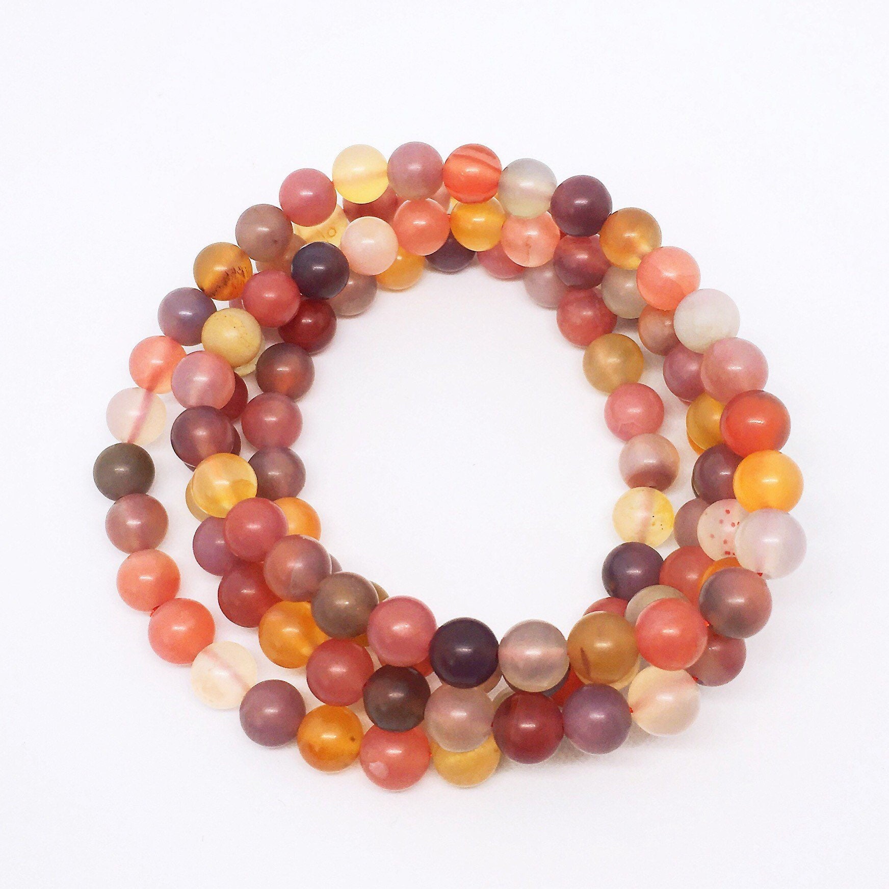 Handmade Multi-Color Agate Beaded Stretchy Bracelet 7" XMAS Gift Free Shipping 