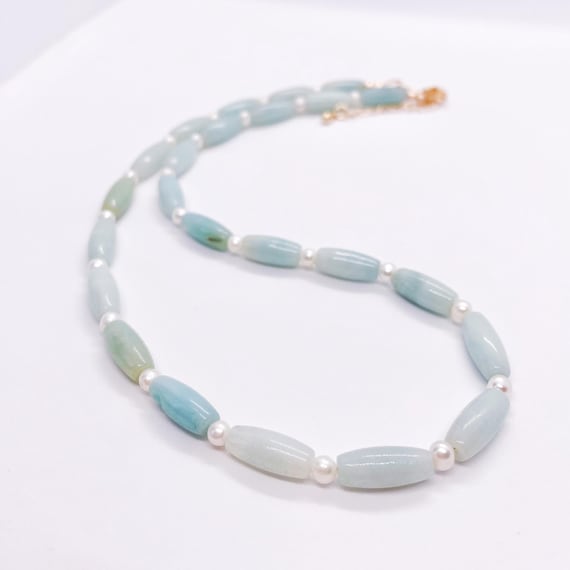 "Harmony" Amazonite & Freshwater Pearl Necklace
