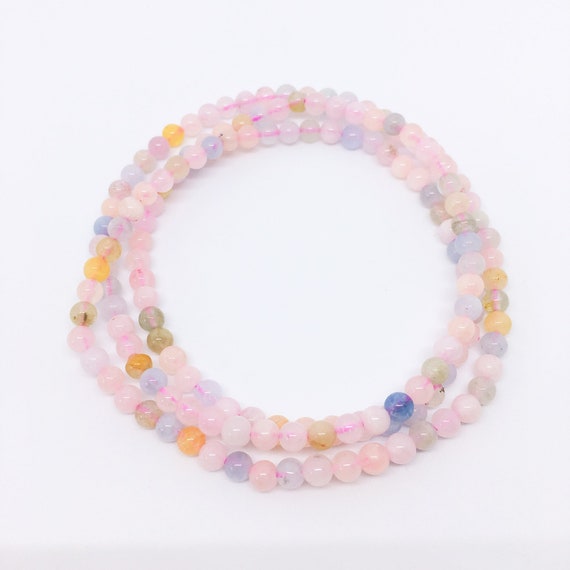Morganite Bracelet, Multi layer Bracelet, Morganit Armband, Morganite Jewelry, Pink Beryl Jewelry, Christmas Gift, Anxiety Calming