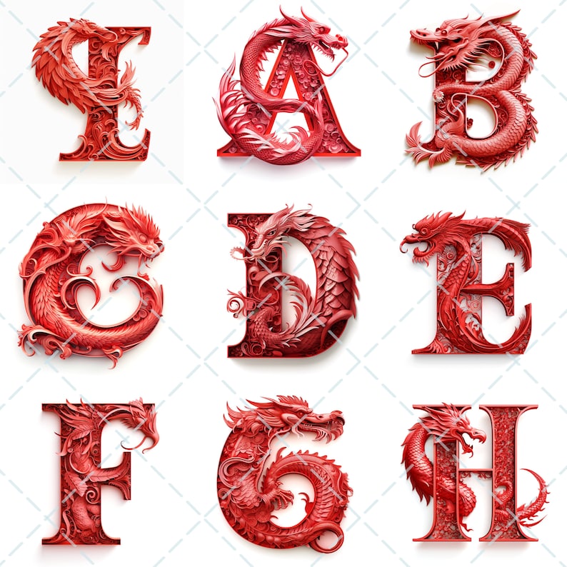 Chinese Dragon Alphabet PNG Clipart Lunar New Year Letters Carved ...
