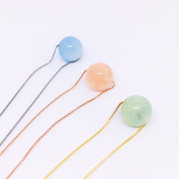 Minimalist Beryl Necklace, Morganite Necklace, Aquamarine Jewelry, Christmas Gift, Advent Calendar Filler, Sterling Silver, March Birthstone