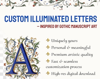 Custom Gothic Style Letter | Medieval Illuminated Letters | High Quality Alphabet Clipart | Personalized Manuscript Style | Digital Download