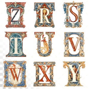 Pre-raphaelite Love Alphabet | Transparent PNG SVG | Illuminated ...