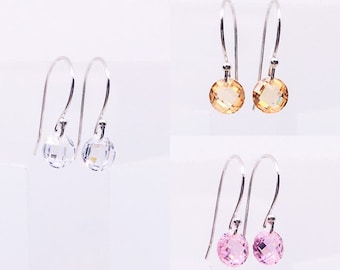 Sterling Silver CZ Earrings, Minimalist Earrings, Dainty Cubic Zirconia Earrings, boucles d'oreilles, Everyday Jewelry, valentines day gift
