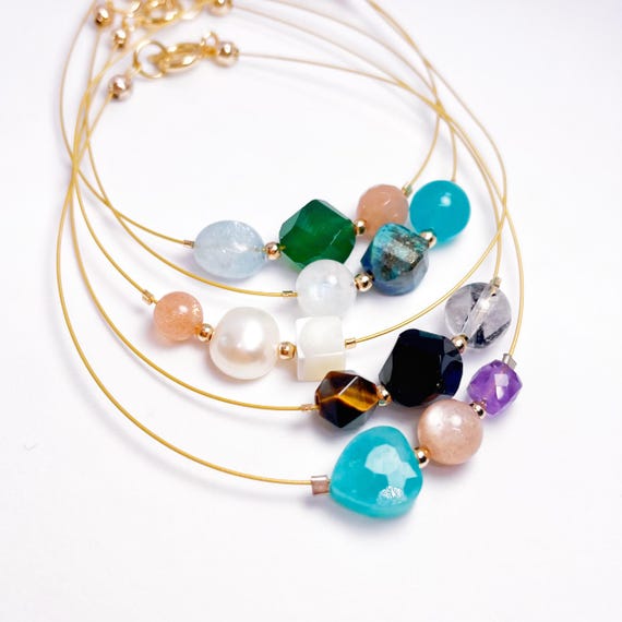 "Add-on" Gemstone String Bracelet, Customizable
