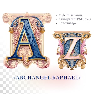Archangel Raphael Alphabet | Transparent PNG | Medieval Illuminated ...