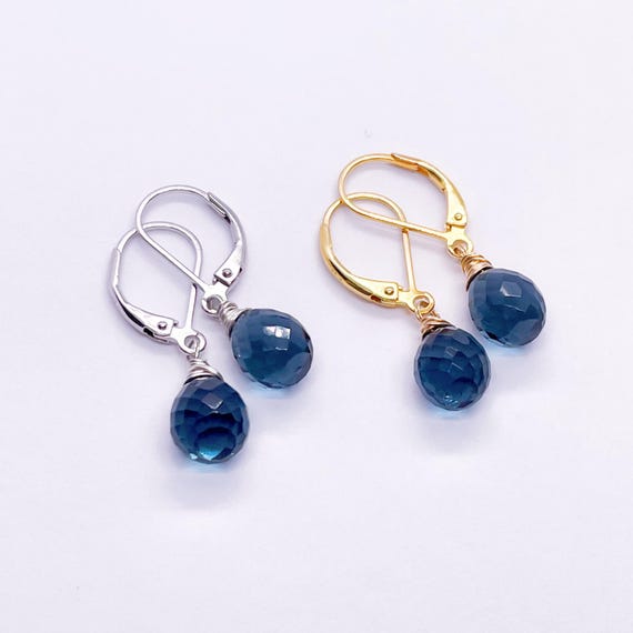 London Blue Teardrop Earrings, in Hydro Quartz & Sterling Silver