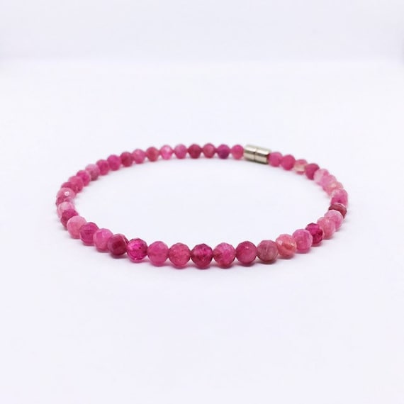 Dainty Pink Tourmaline Bracelet, Turmalin Armband, Raw Tourmaline Bracelet, October Birthstone Jewelry, 5th 8th Anniversary, Christmas gift