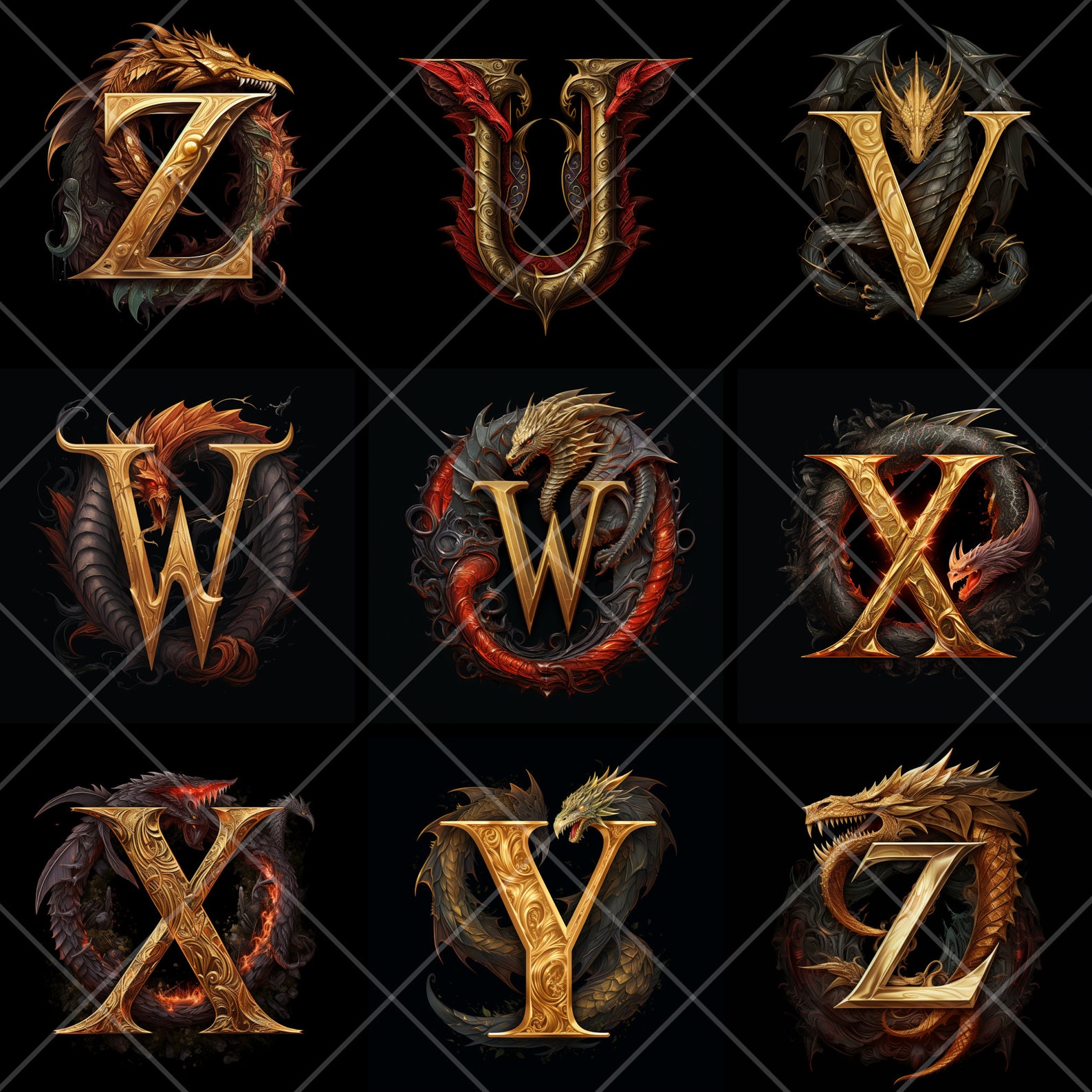 Gold-loving Dragon Alphabet | Halloween Letters | Fantasy Clipart | PNG ...