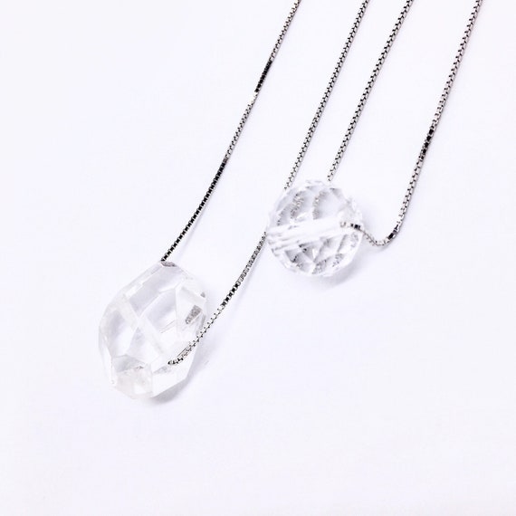 Rock Crystal Silver Necklace, Clear Quartz Necklace, Minimalist Jewelry, Layering Necklace, Girlfriend gifts, unique valentines day gift