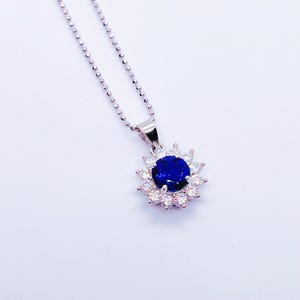 Sapphire Pendant Necklace, Sterling Silver, September Birthstone, Birthday Gift, Graduation, Anniversary, Christmas Present, Royal Blue