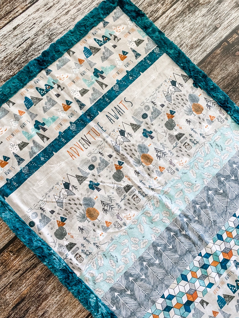 Custom Handmade Minky Blanket Ready to Ship Adventure Awaits