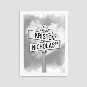 Personalized Intersection Street Sign, Custom Street Sign Print, Anniversary Gift, Wedding Gift, Birthday Gift, Wall Decor, C6
