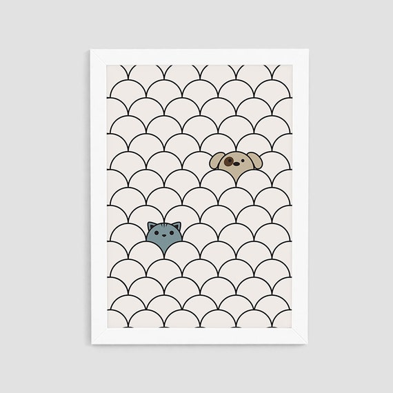 Dog Cat Print, Dog Cat Wall Art, Modern Dog Printable, Nursery Dog Print, Dog Cat Poster, Nursery Wall Decor, P6