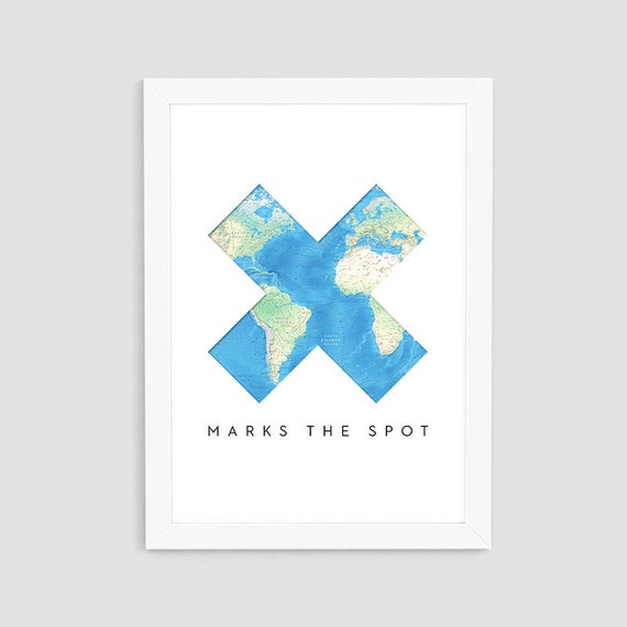 x marks the spot print world map wall art modern map etsy