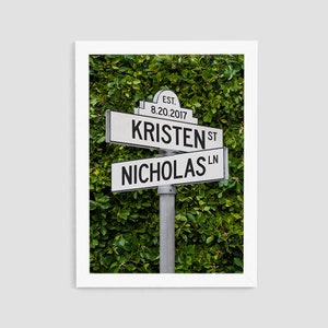 Personalized Intersection Street Sign, Custom Street Sign Print, Anniversary Gift, Wedding Gift, Birthday Gift, Wall Decor, C7