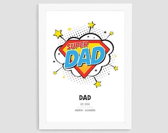 Regalo per la festa del papà, regalo personalizzato per il padre, stampabile personalizzato per papà, regalo per papà, stampa supereroe, stampa eroe personalizzata, decorazione da parete, CP1