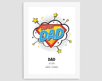 Regali Festa del papà, regalo personalizzato padre, papà personalizzato stampabile, papà regalo, Super eroe eroe personalizzato, stampa stampa, parete Decor, C1