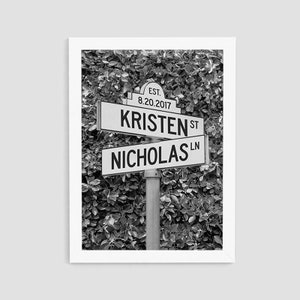 Personalized Intersection Street Sign, Custom Street Sign Print, Anniversary Gift, Wedding Gift, Birthday Gift, Wall Decor, C8