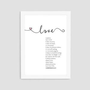 Love Is Patient Print, Love Is Wall Art, Love Printable, Love Poster, Bible Verse Wall Print, Bible Verse Wall Decor, Valentine Gift, P27