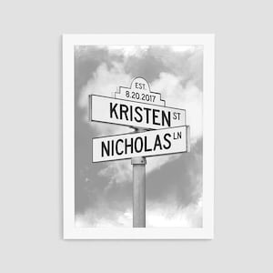 Personalized Intersection Street Sign, Custom Street Sign Printable, Anniversary Gift, Wedding Gift, Birthday Gift, Wall Decor, CP6