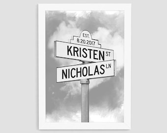 Personalized Intersection Street Sign, Custom Street Sign Printable, Anniversary Gift, Wedding Gift, Birthday Gift, Wall Decor, CP6