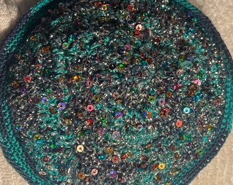 Multi color greens and blue plus mini Sequins 5 1/2” yarmulkahs