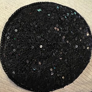 Black Sequins 5 3/4” reversible yarmulkah