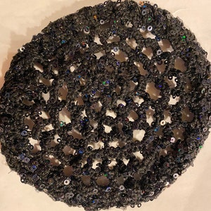 Lace 6 ladies sequins black cotton with black metallic kippah yarmulkah image 2