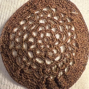 Coffee Brown/copper Cotton Lace    5 1/2+” Ladies Yarmulkah