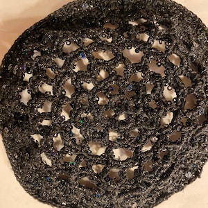 Lace 6 ladies sequins black cotton with black metallic kippah yarmulkah image 1