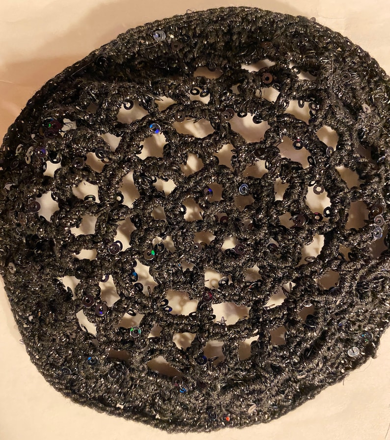 Lace 6 ladies sequins black cotton with black metallic kippah yarmulkah image 1