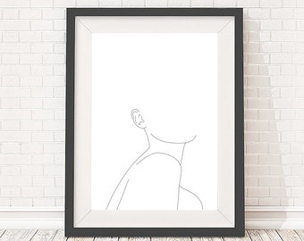 Art print, minimal line drawing of female figure, figurative illustration, life drawing, 5x7, A5, 8x10, A4, 11x14 and A3 sizes available