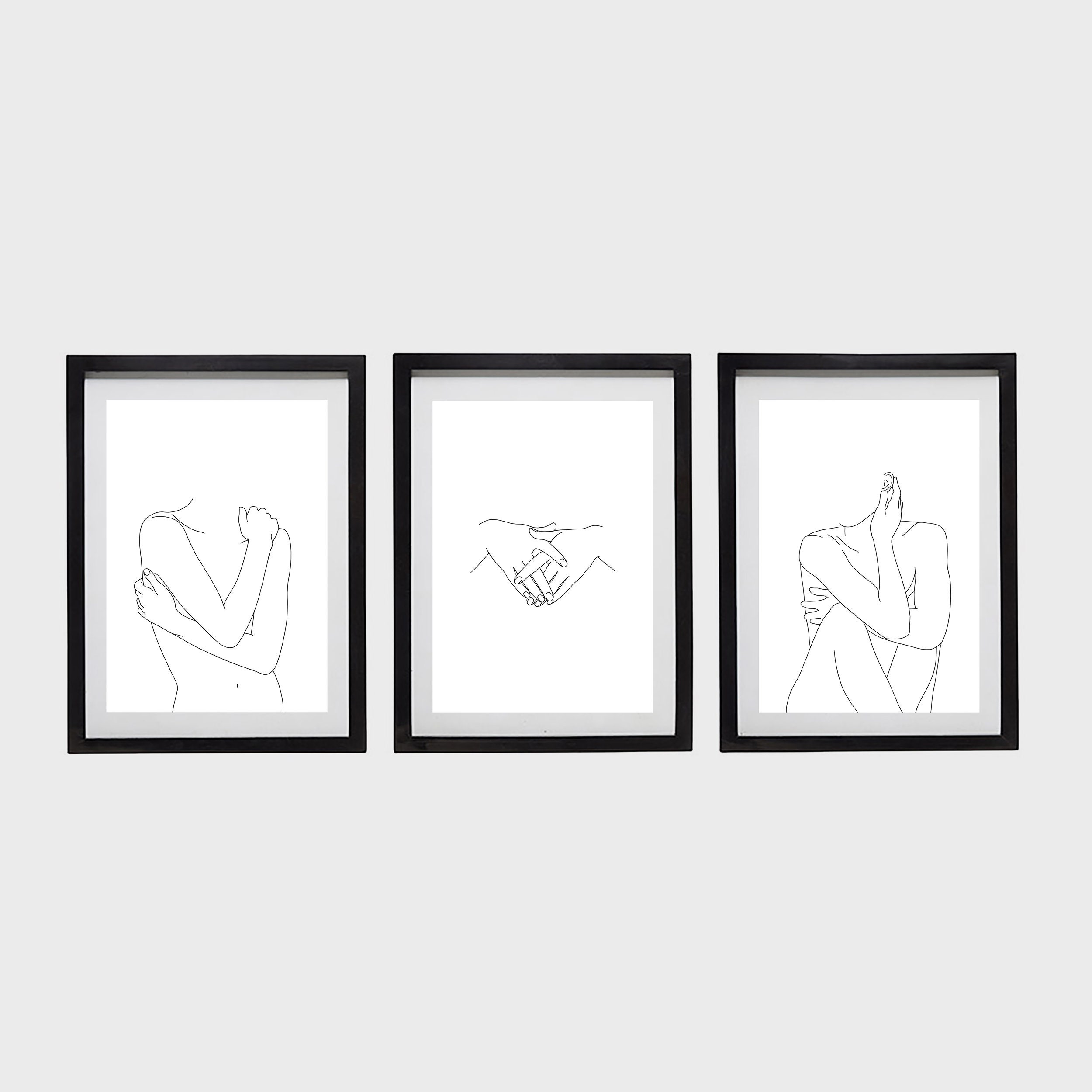 Set of 3 Art Prints Minimal Black and White Illustrations Etsy Ireland