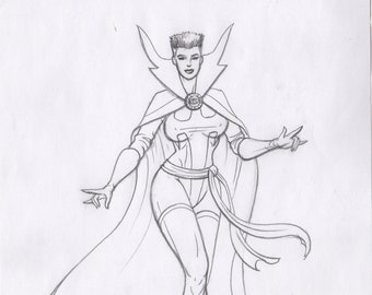 Dr Strange gender bender female pencil drawing by Zeleznik, collectible art Doctress Strange