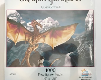Dragon Guardian Dragon Art Jigsaw Puzzle, Fantasy Art, Unique Gift, Zeleznik