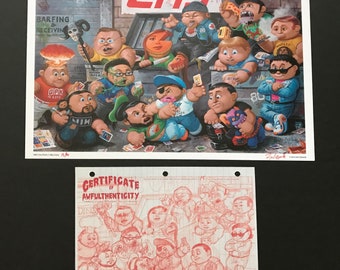 1980's GPK Alley Scene Signed & Numbered Limited Edition Print Garbage Pail Kids Humorous Gross Art