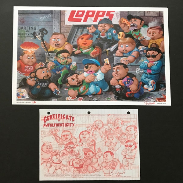 1980's GPK Alley Scene Signed & Numbered Limited Edition Print Garbage Pail Kids Humorous Gross Art