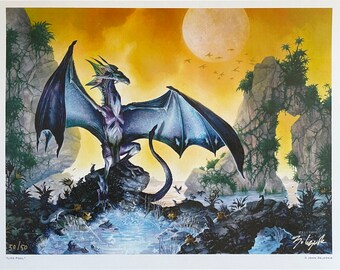 LIFE POOL signed & numbered 8.5"x11"  art print, magical dragon, collectible fantasy art