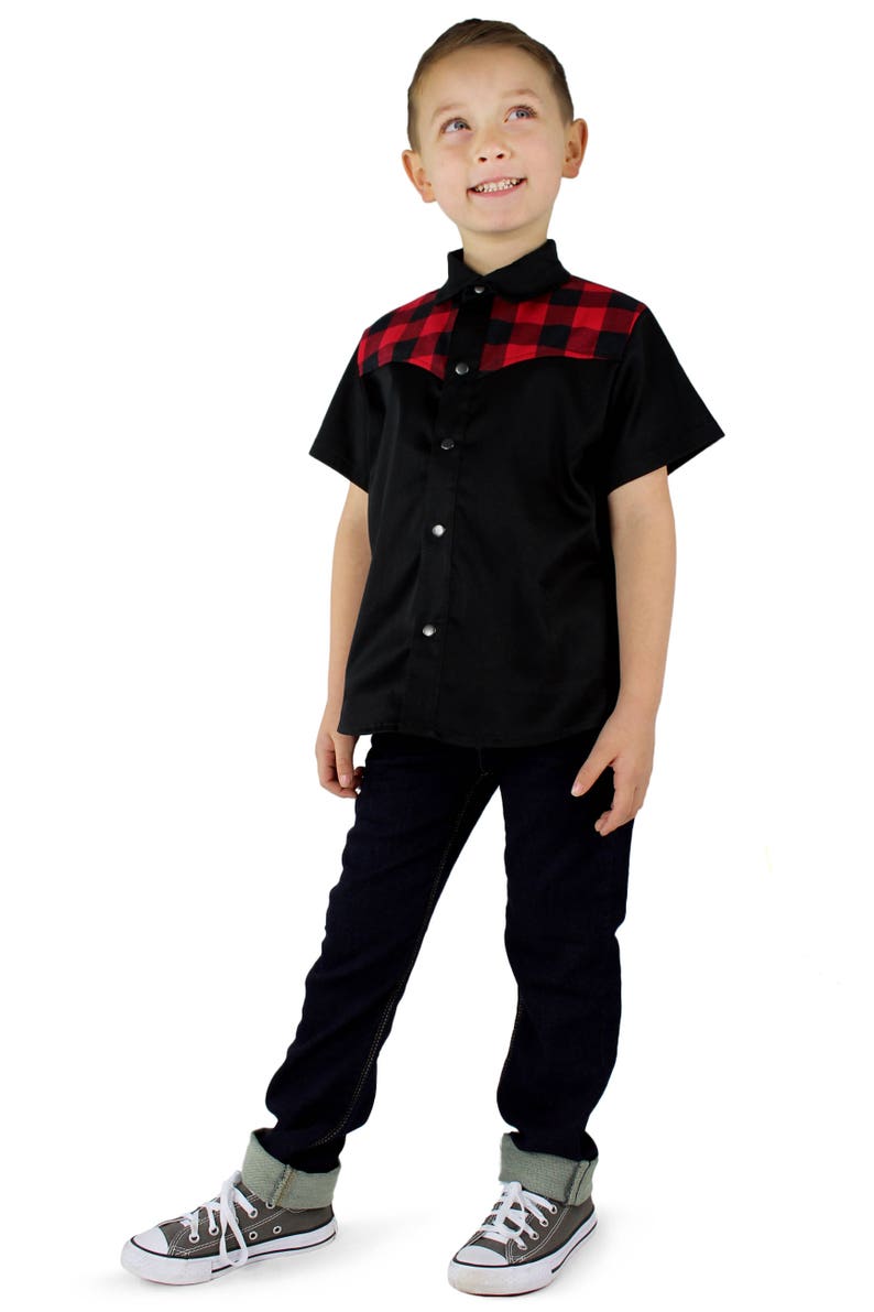 New Vintage Boys Clothing and Costumes     Boys Red and Black Western Top $26.00 AT vintagedancer.com