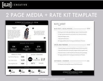 3 page media kit template press kit for bloggers etsy