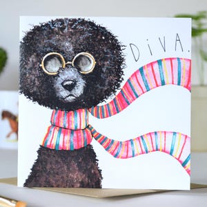 Dog Birthday Card | Diva Birthday Card | Poodle Fashion Card