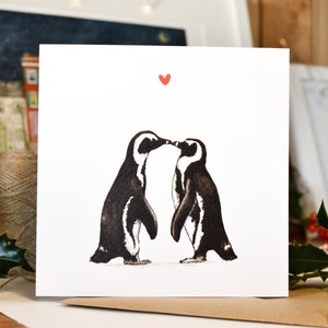 d'amour de pingouin de la Saint-Valentin | carte d'anniversaire | Carte de mariage personnalisée